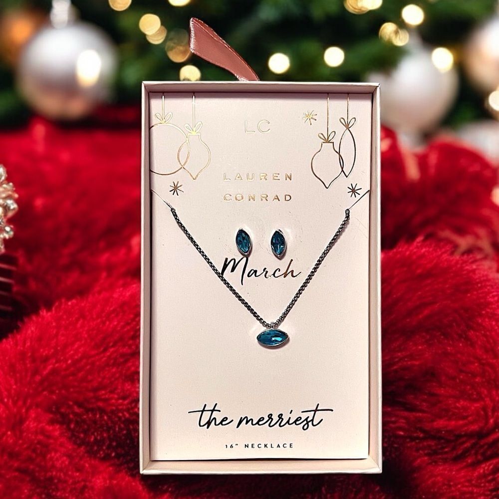 LC Lauren Conrad March Christmas Ornament Necklace And Earrings Set